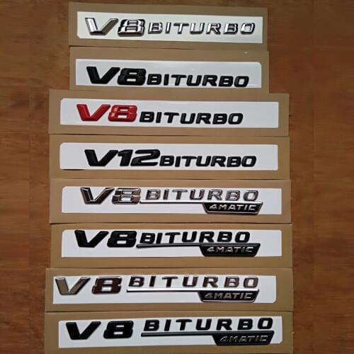 ABS V8 V12 BITURBO car side sticker emblem for Mercedes Benz w117 cla45 w205 c63 w212 e63 w207 w176 a45 x156 gla45 AMG Styling