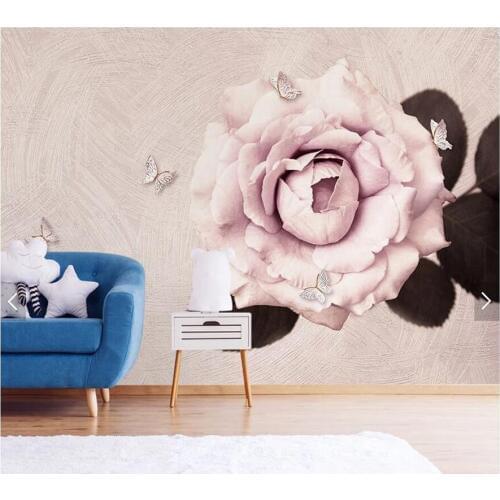 Custom floral wallpaper, beautiful rose butterfly fresco for living room bedroom sofa TV background home decor wallpaper