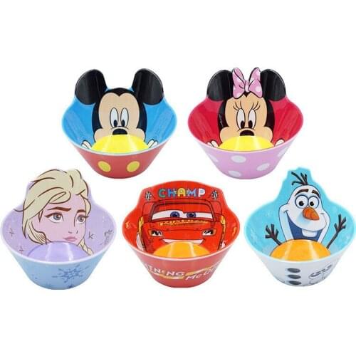 Disney Mickey stainless steel spoon baby solid feeding bowl Minnie princess bowl sets for baby BPA FREE Childrens tableware