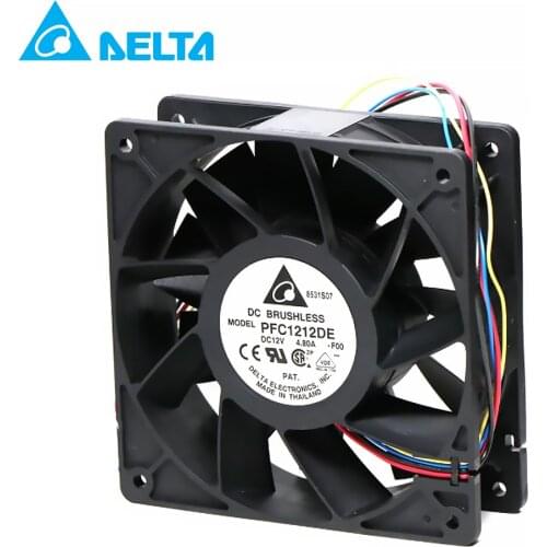 For delta PFC1212DE 120*120*38mm 12V PWM 4-pin 252.8 CFM 6500 RPM 66.5 dB(A) For Bitcoin GPU miner powerful cooling fan