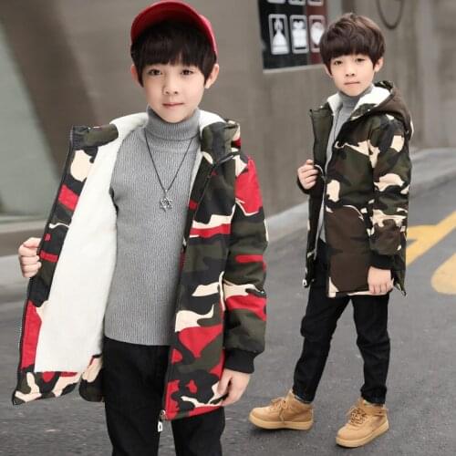 Russian Children Winter Camouflage Coat Kids Warm Hooded Jacket Camouflage Print Warm Jacket Fashion Thick Hooded Outerwear