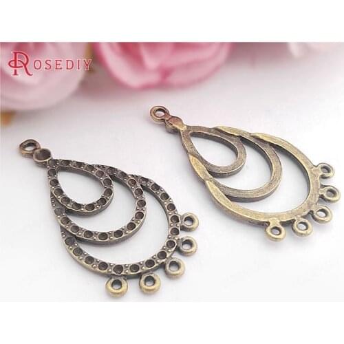 F657)20 pieces 44x22mm Antique Bronze Alloy Drop Shape Earrings Connector Charms Diy Jewelry Findings Accessories Wholesale