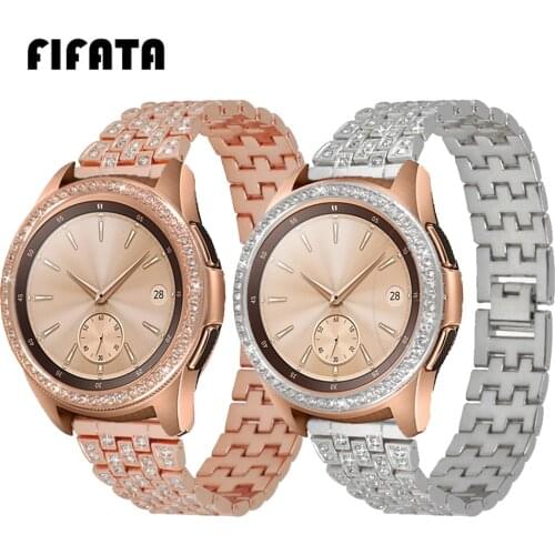 FIFATA For Samsung Gear S3 / Samsung Galaxy 42mm Stainless Steel Metal Bezel + Watch Strap For Samsung Galaxy 46mm Watch Band