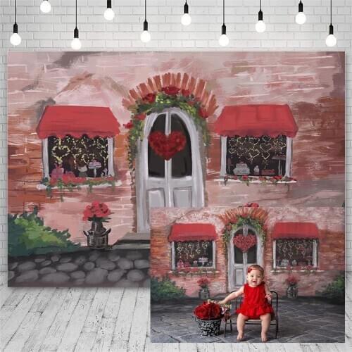 Avezano Backdrops Birthday Party Red House Love Flowers Decor Baby Portrait Photography Backgrounds For Photo Studio Photozone