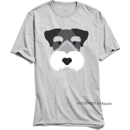 Classic Grey T Shirt Men Tops & Tees Miniature Schnauzer Print T-Shirt 100% Cotton Short Sleeve Cute Dog Tshirt Top Tee O-Neck