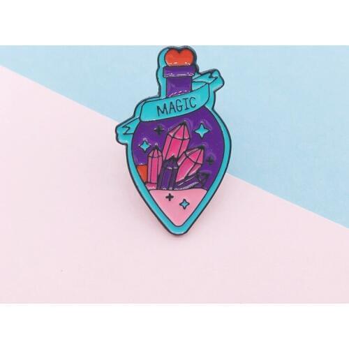 Creative Magic Bottle Heart Shape Pencil Star Enamel Brooch Alloy Badge Denim Clothes Bag Pin Cartoon Cute Jewelry Gift For Kid