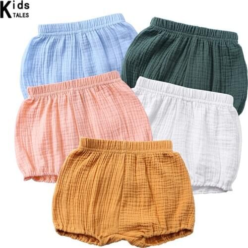 Summer Kids Girls Shorts Solid Color Baby Girl Shorts Cotton Linen Short Pants Fashion Newborn Bloomers KZ014