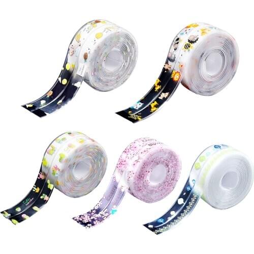 Oil-Proof Tape Corner Patch PVC Mold Proof Sticker Waterproof Sink Sealing Strip Cartoon for Bathroom Kitchen Toilet Gaps