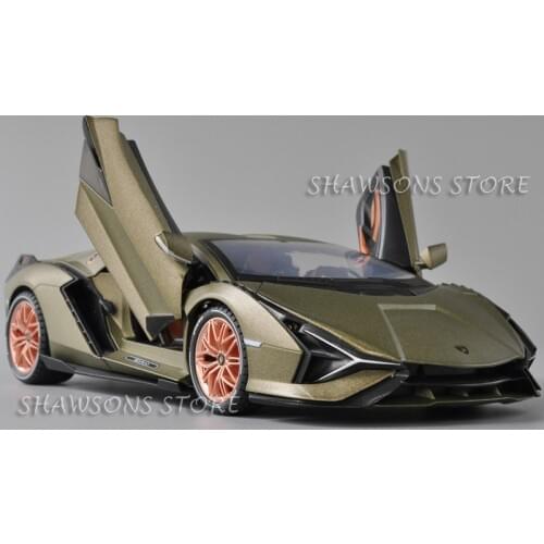 1:18 Scale Diecast Metal Super Fast Car Model HEV Sian FKP 37 Pull Back Toy With Sound & Light Miniature Replica Collectable