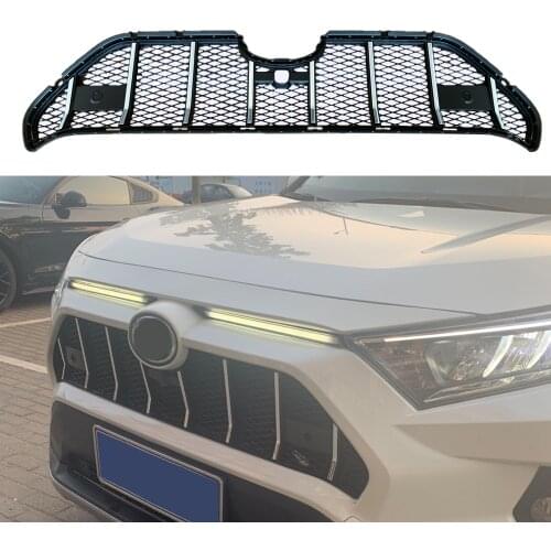 Modified For RAV4 Racing Grill For RAV4 2020 2021 Black Knight Radiator Grille Front Bumper Grills Mesh Cover Car Accessories