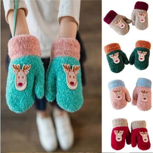 Fashion Children Christmas Thick Gloves Warm Winter Knitted Gloves Mittens Christmas Girls Boys Gloves