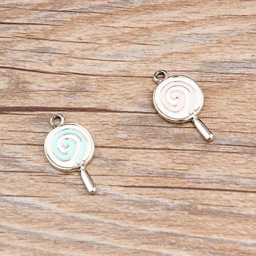 10pcs Fashion Gold Color Alloy Enamel Lollipop Charms Pendant Beads Fit Bracelet For Women Jewelry Making Accessories