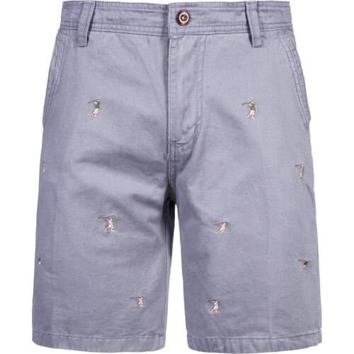 Summer New %100 Cotton Casual Shorts Mens Straight Embroidered Five-point Shorts