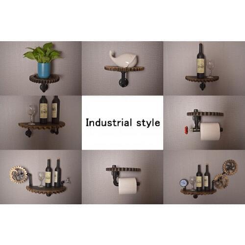 Retro Water Pipe Gear Wall Shelf Bar American-style Shelf Wall Partition Wall-mounted Home Decoration Wall Shelves