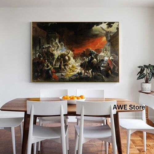 Wall Art Decorative Painting The Last Day of Pompeii by Karl Bryullov, Famous Painting Art Canvas Poster Print Picture for Room
