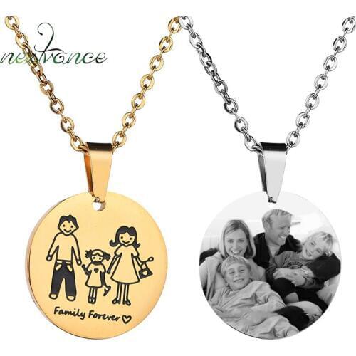 Nextvance Family Forever Love Parent Kid Necklace Custom Engraving Mama Pappy Daughter Pendant Necklaces for Women Men Jewelry
