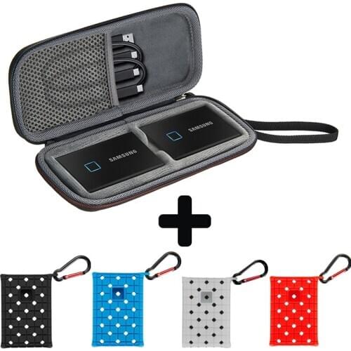 Newest Hard EVA Travel Case + Soft Silicone Cover for Samsung T7 Touch SSD External Solid State Drives Carrying Case Bag