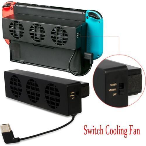 Cooling Cooler Fan Super Turbo USB Cooling fan Dock Cooler with 3-Fan for Nintend Switch NS NX Original Stand Game Console Black