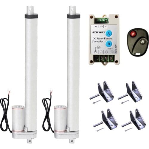 A Pair of 400mm/16" Stroke 14mm/s 1000N 220lbs Linear Actuator 12V DC Motor & Wireless Remote Controller for Auto Car Door Open