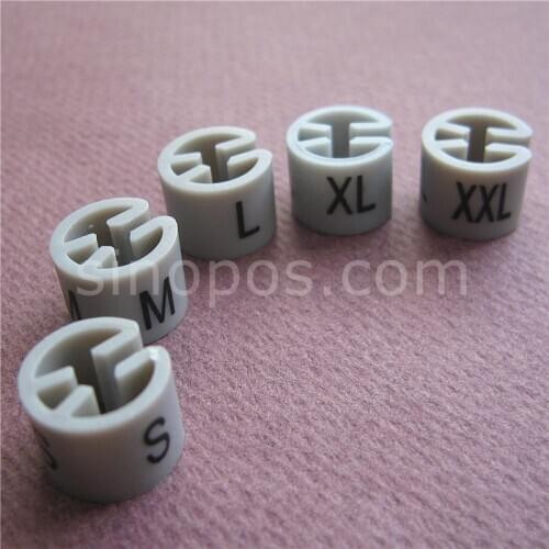 Plastic Hanger Size Markers Printing S-M-L-XL-XXL, round cube circle tube sizers, garment clothes hanger divider accessories