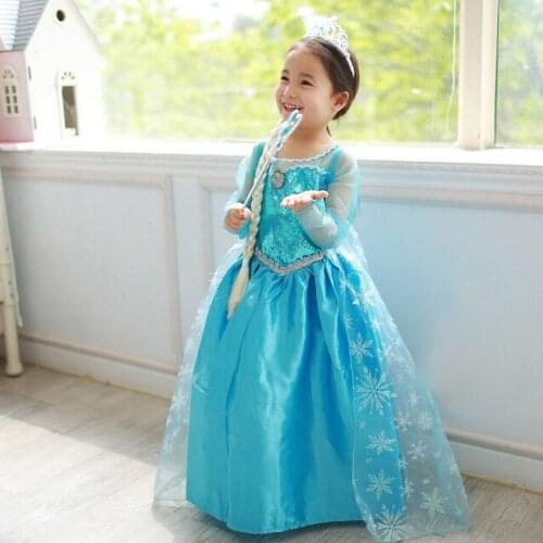 Girls Elsa Dress Snow Queen Princess Costume and Princess Accessories Child Little Girl Cosplay Birthday Party Christmas Dress