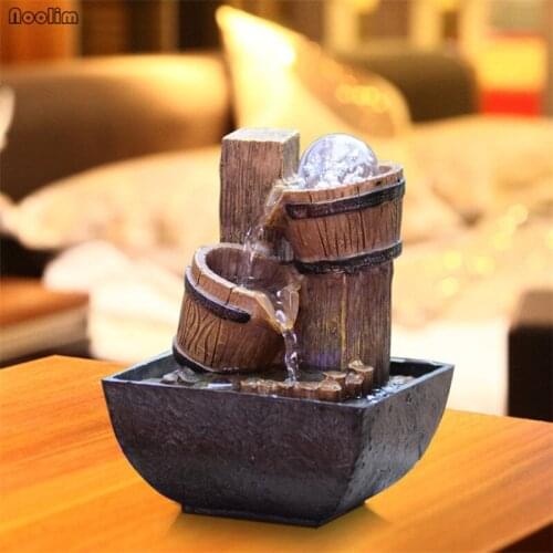 Resin Water Fountains Crafts Gifts Feng Shui Wheel Desktop Water Fountain for Home Office Teahouse Table Decoration Ornaments