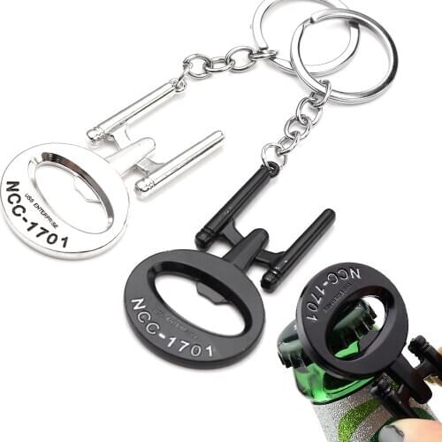 Popular movie StarTrek Bottle Opener Spacecraft Keychain keyring 2 Colors Keychains metal colour Black keyring For Jewelry Gift