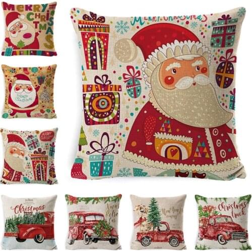 Santa Claus Pillow Case Christmas Cushion Cover Merry Christmas 2021 Decoration For Home Noel Natal Navidad New Year 2022