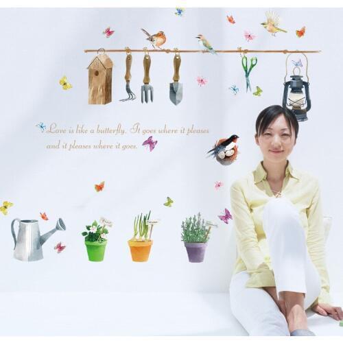 Rural Wall Sticker Removable kitchen Home Decoration DIY Birds Butterfly Tool PVC Wall Decals/Adhesive Art Home Decor
