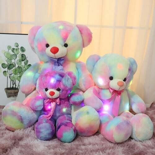LED Light Teddy Bear Stuffed Animals Plush Toy Colorful Glowing Christmas Gifts for Kids Girlfriends