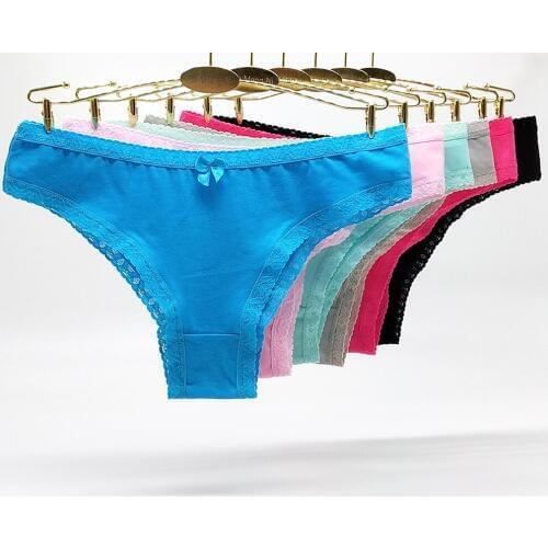 12 PCS/Lots Female Underwear Women Sexy Bikini Cotton Briefs Lingerie Calcinha Woman Ladies Soild Panties Intimates String