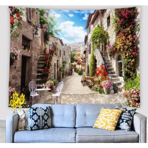 Street View Of A Traditional European Town Tapestry Wall Hanging Alley Scenery Living Room Bedroom Decor Wall Tapestries Art