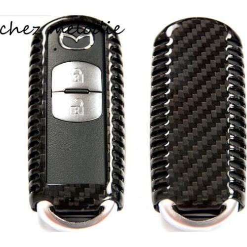 High quality all real carbon fiber car key case cover frame shell for Mazda Axela Atenza CX-4 CX-5