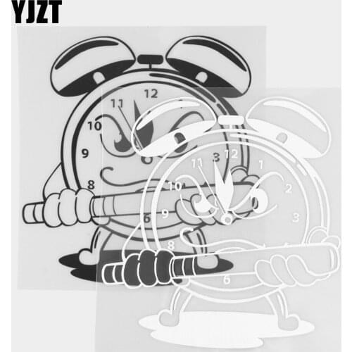YJZT 14.2×15CM Angry Alarm Clock Decorative Car Sticker Creative Lovely Vinyl Decal Black / Silver 20D-0369