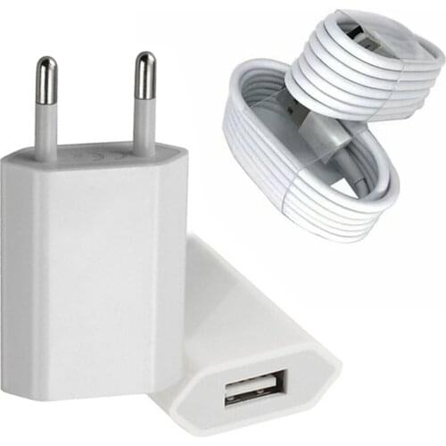 For Apple Charger iPhone 5 6 6S Plus 7 8 11 12 X XS Max Phone Charger USB Charging wire travel Wall plug Adapter USB Cable 2 PCS
