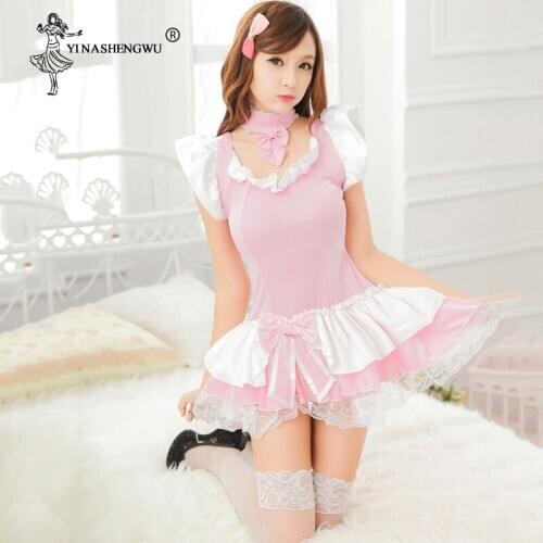 Pink maid Cosplay Sexy Women Cosplay Maid Nite French Maid Cosplay Costume Women Exotic Servant Cosplay Dress Costume