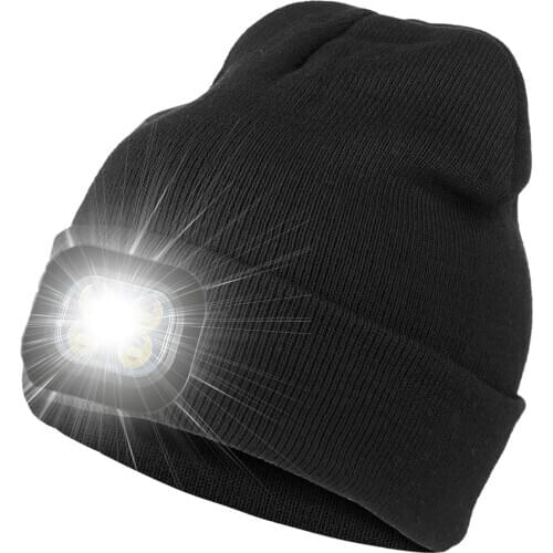 Winter Men Women USB Rechargeable LED Light Hats Beanie Night Walk Running Cap Fashion Running Hiking Warm Sport Knitted Hat