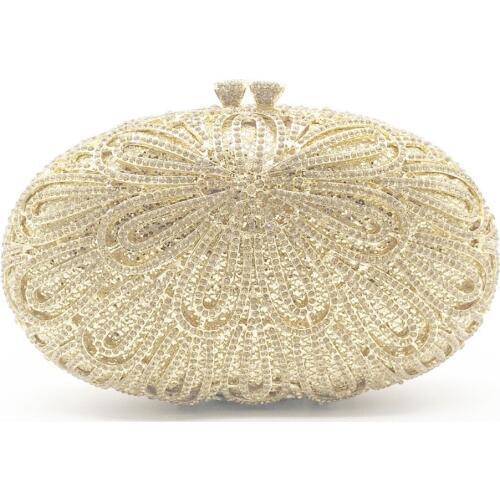 Gold/Silver/White Gold Crystal Metal Clutches Luxury Diamond Bridal Evening Clutches Bag Ladies Purse Wedding RhinestonesHandbag
