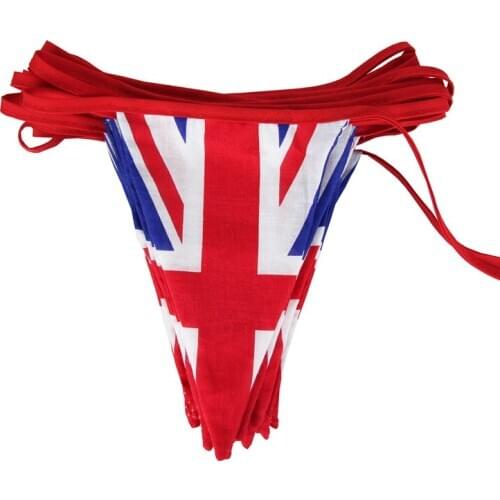 10M 36 Flags Britain Style UK National Day Cotton Banner Pennant Garland Bunting Business Party Election Day Meeting Decor