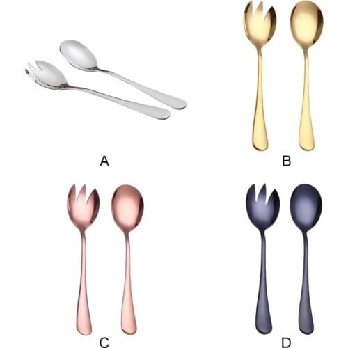 20212PCS/set Salad Spoon Fork Stainless Steel Cutlery Tableware Set Student Fruit Fork Pasta Spoon Stainless Steel Salad Spoon