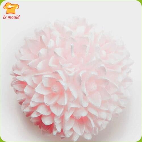 3d flower ball candle mould soap elastic silicone Molds aromatherapy plaster mold tool