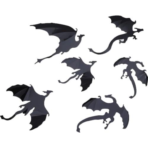 7Pcs/Lot Hot Sale Gothic Dragons Wall Sticker Inspired 3D Dragon Decor Pegatinas De Pared 2020 New Design