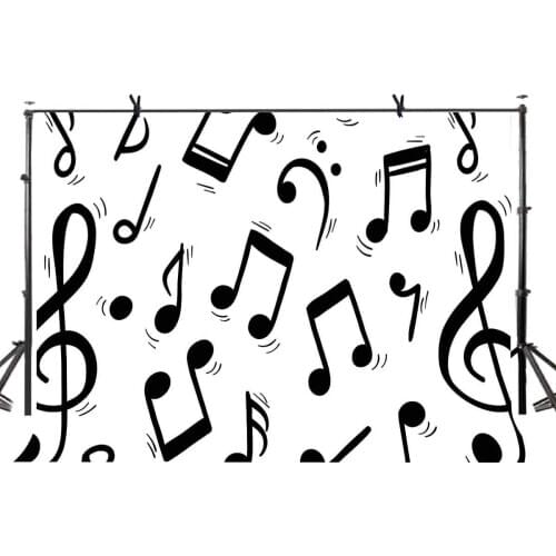 7x5ft Music Symbol Backdrop Minimalistic White Back Music Symbol Photography Background and Studio Photography Backdrop Props