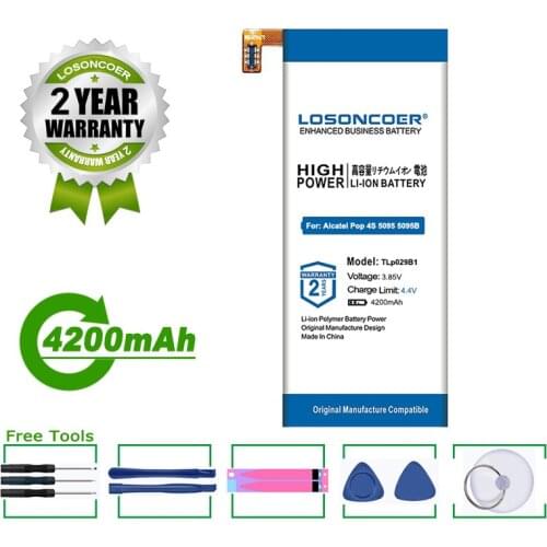 LOSONCOER Battery TLP029B2 TLp029B1 4200mAh Battery For Alcatel Pop 4S 5095 5095B 5095I 5095K 5095L 5095Y For TCL 550