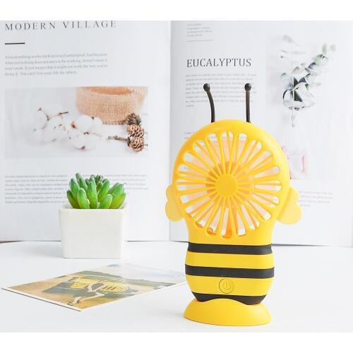 Rechargable Little Bee Mini Fan Handheld USB Electric Mini Hand Portable Fan With LED Light Finger Ring Gift For Kids