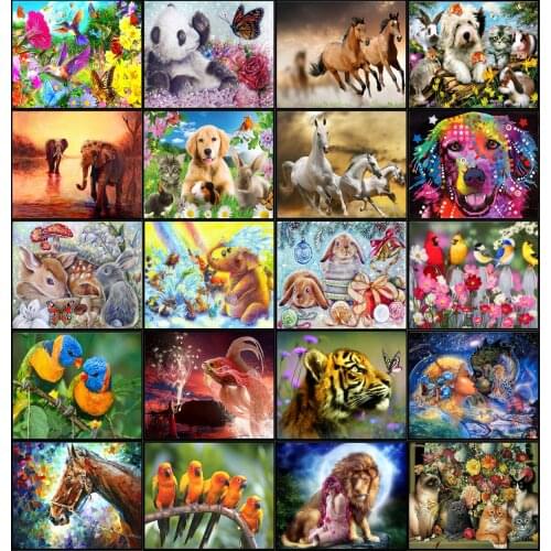 Lady Luck Store 5d Diy Diamond Painting Full Circle Resin Animal Diamond Embroidered Mosaic Picture Rhinestone Home Decoration