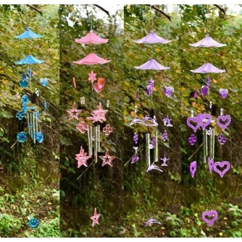 1PC 4 Styles Heart-shaped Amethyst Wind Chimes Love Bells for Birthday Gifts Windchimes Japanese Pastoral KN 049