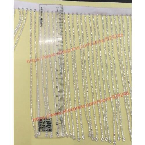 Bohemian silver beads lace trims 15cm long gold beaded lace for bridal wedding garment fringes for Bra sewing-on decoration