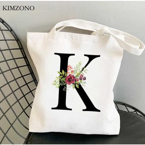 Flower Letter Bolsa shopping bag shopper eco shopper cotton bag fabric sacola string sac cabas sac tissu