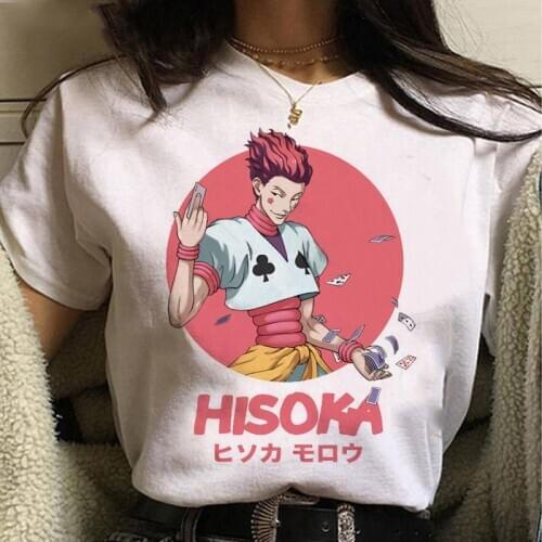 HISOKA MOROW Print T-shirt Ladies Kawaii Summer Top Cartoon Tshirt Popular Anime Hunter X Hunter Tshirt Harajuku Womens T-shirt